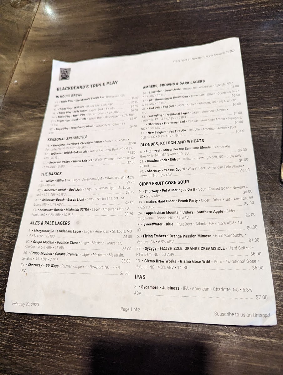 Menu Pirates Cove Triple Play Seafood And Oyster Bar-1