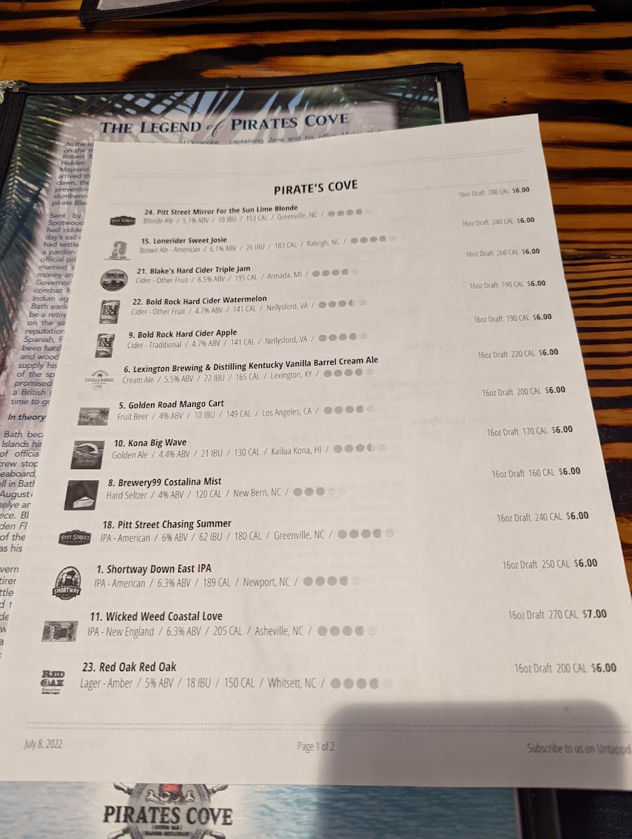 Menu Pirates Cove Triple Play Seafood And Oyster Bar-2