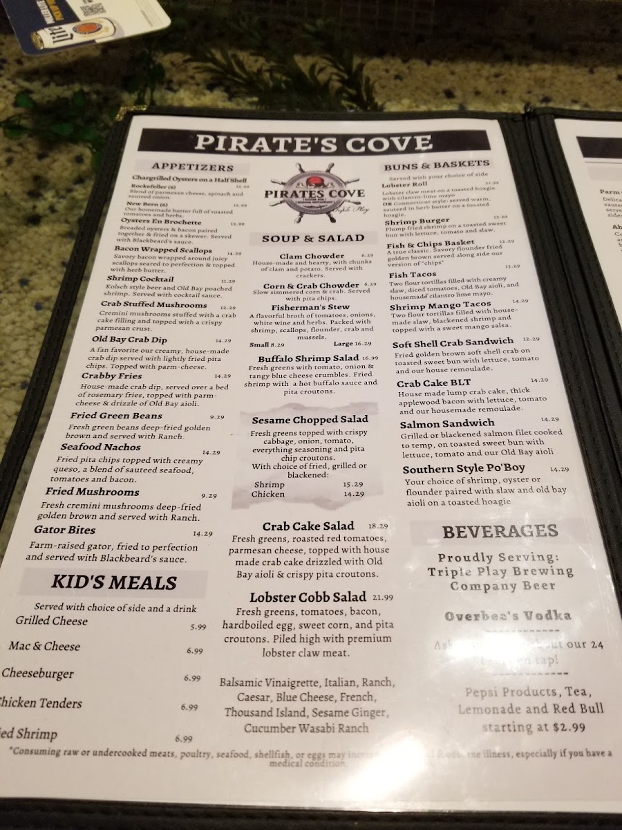 Menu Pirates Cove Triple Play Seafood And Oyster Bar-3