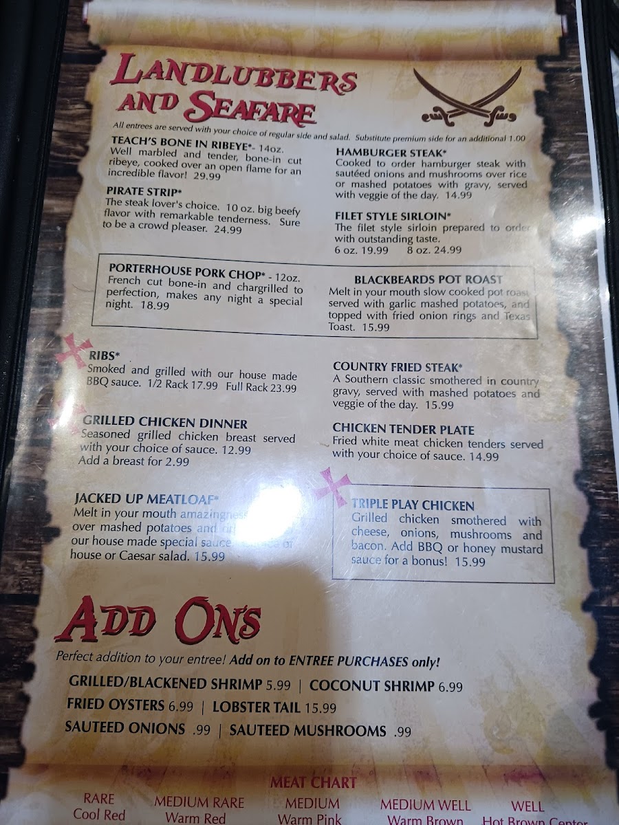Menu Pirates Cove Triple Play Seafood And Oyster Bar-4