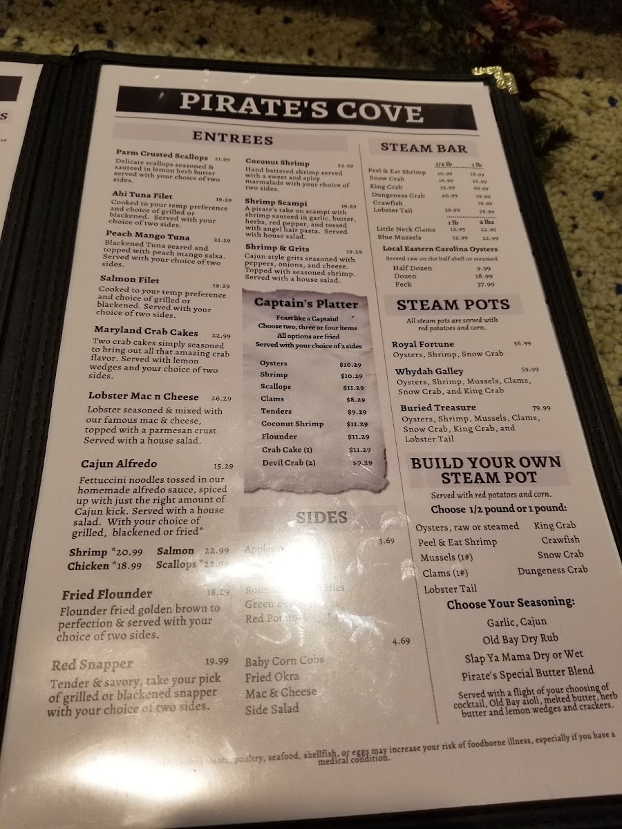 Menu Pirates Cove Triple Play Seafood And Oyster Bar-6