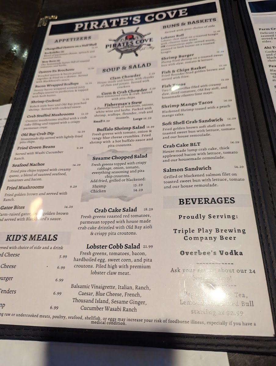 Menu Pirates Cove Triple Play Seafood And Oyster Bar-9